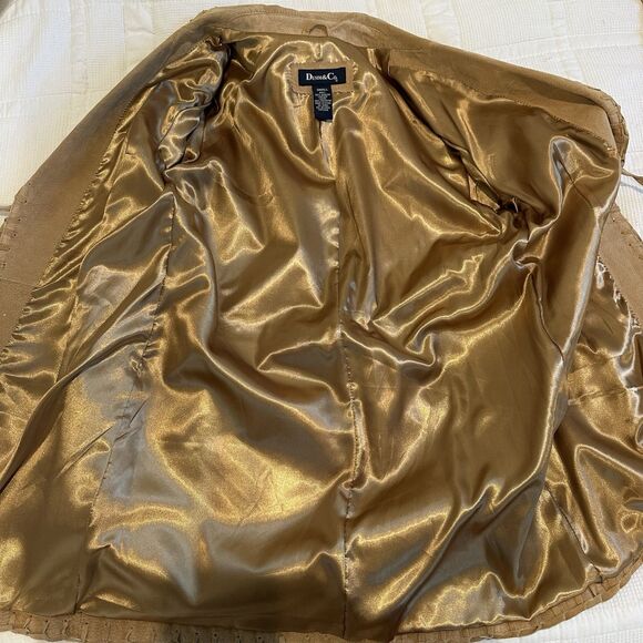 Denim & Co Leather Jacket Women's Small Tan Suede Hippie Festival Western Fringe - Picture 11 of 14